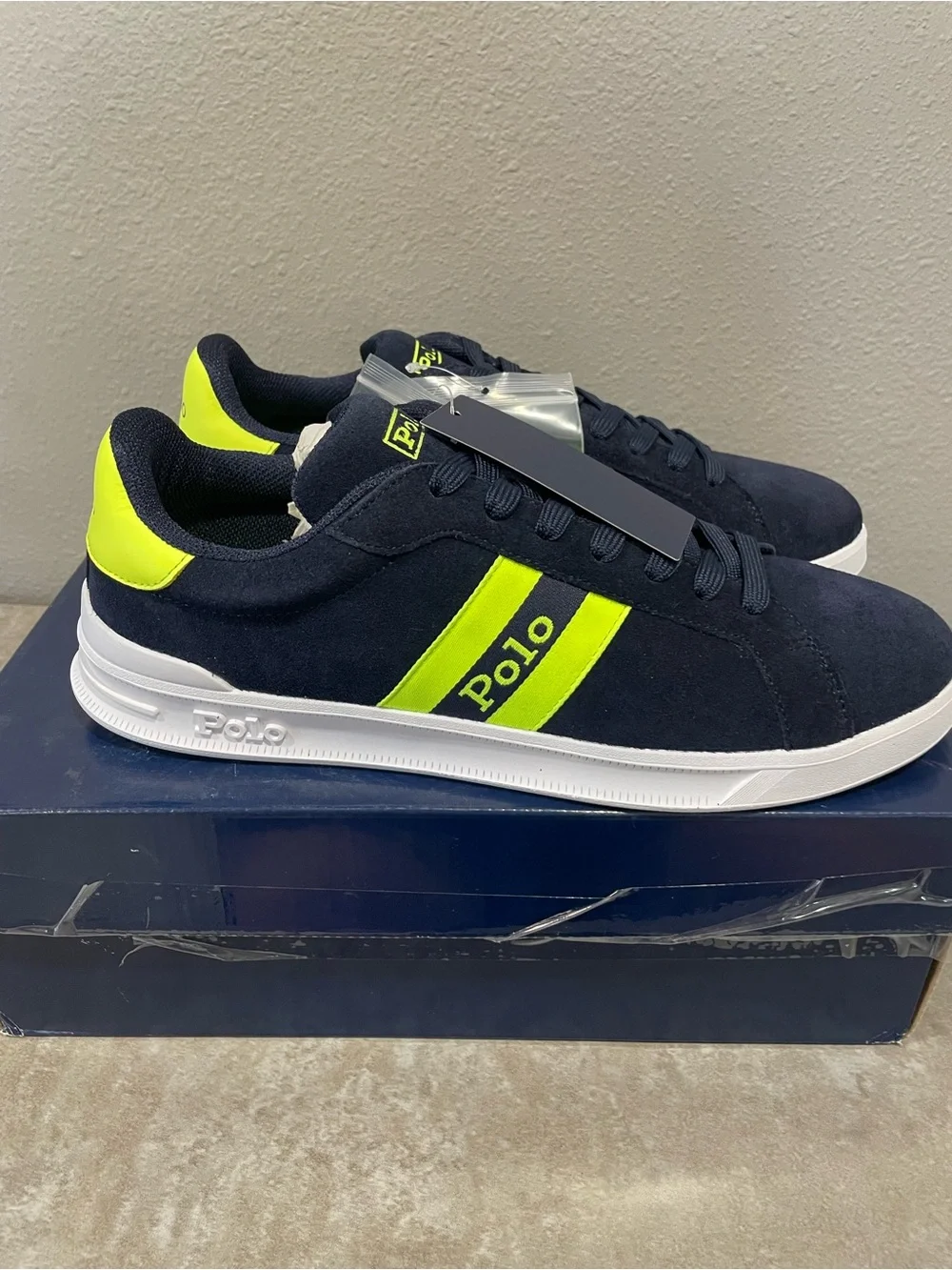 Polo by Ralph Lauren Navy with Neon Yellow Accent Low-Top Sneaker